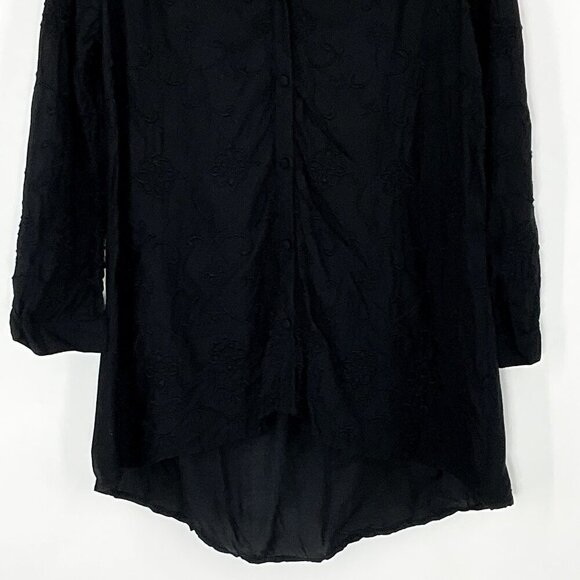 Lucky Brand Top Women S Black V-Neck Embroidered Button Up Whimsigoth Dark Fairy - Picture 3 of 11